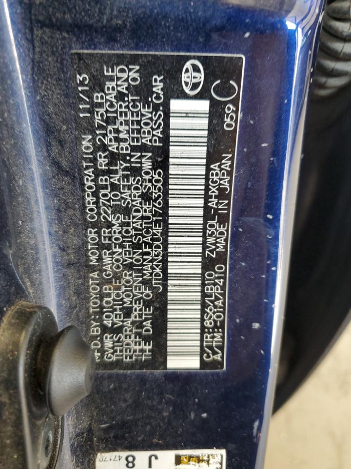 2014 Toyota Prius VIN: JTDKN3DU4E1763505 Lot: 80511055