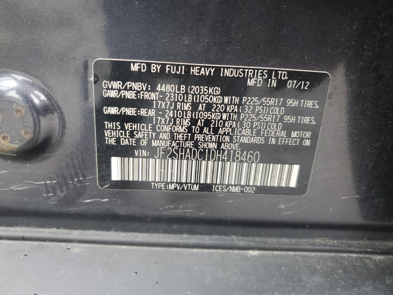 2013 Subaru Forester 2.5X Premium VIN: JF2SHADC1DH418460 Lot: 82053095