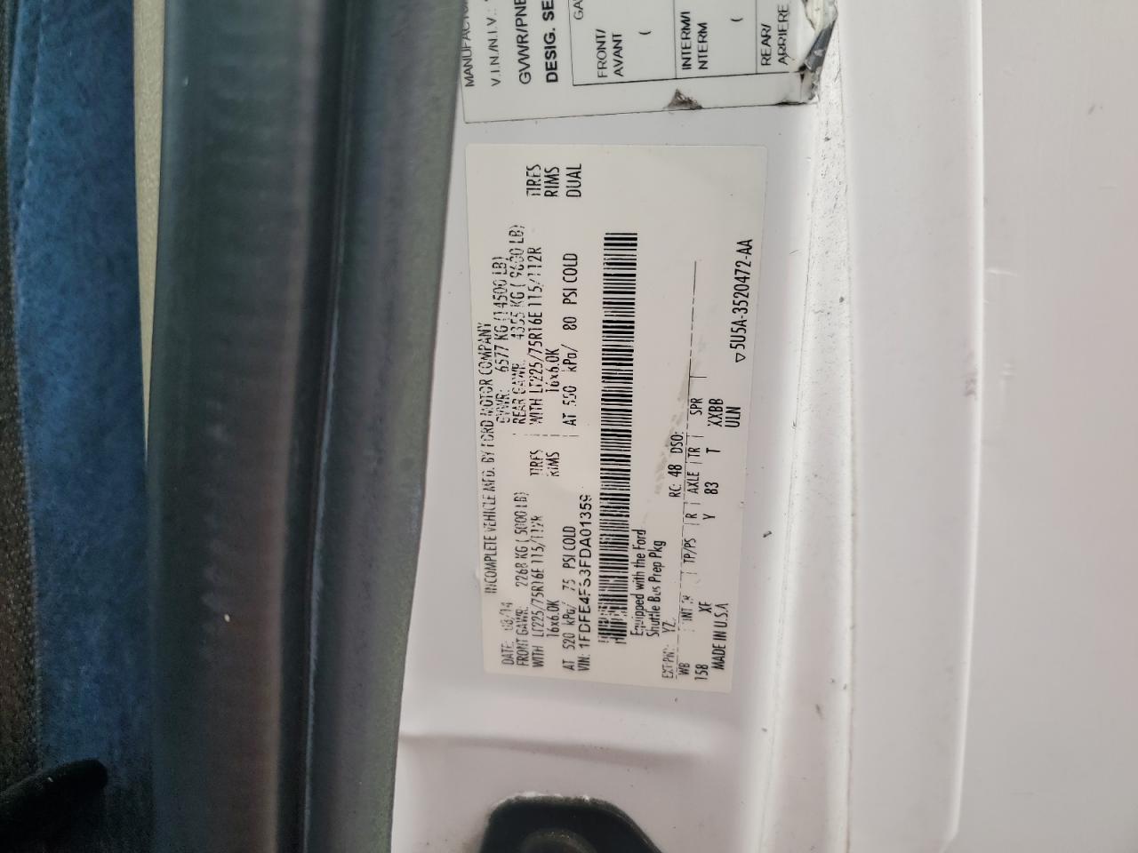 2015 Ford Econoline E450 Super Duty Cutaway Van VIN: 1FDFE4FS3FDA01359 Lot: 70511755