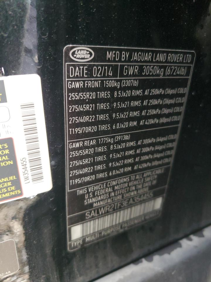 2014 Land Rover Range Rover Sport Sc VIN: SALWR2TF3EA354455 Lot: 84523595