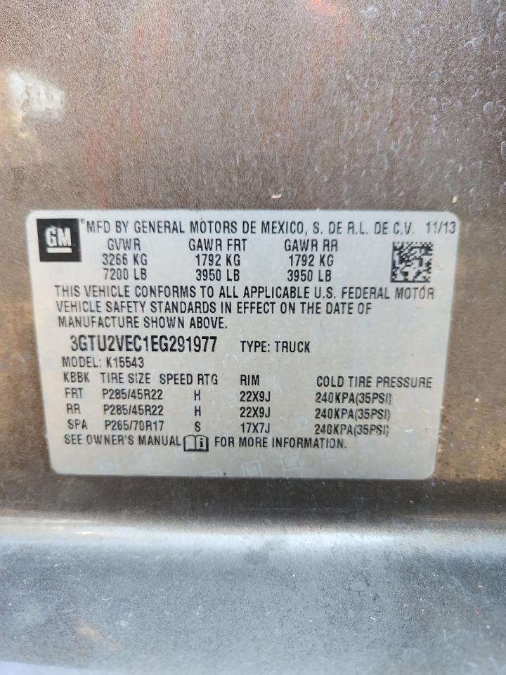 2014 GMC Sierra K1500 Slt VIN: 3GTU2VEC1EG291977 Lot: 80402415