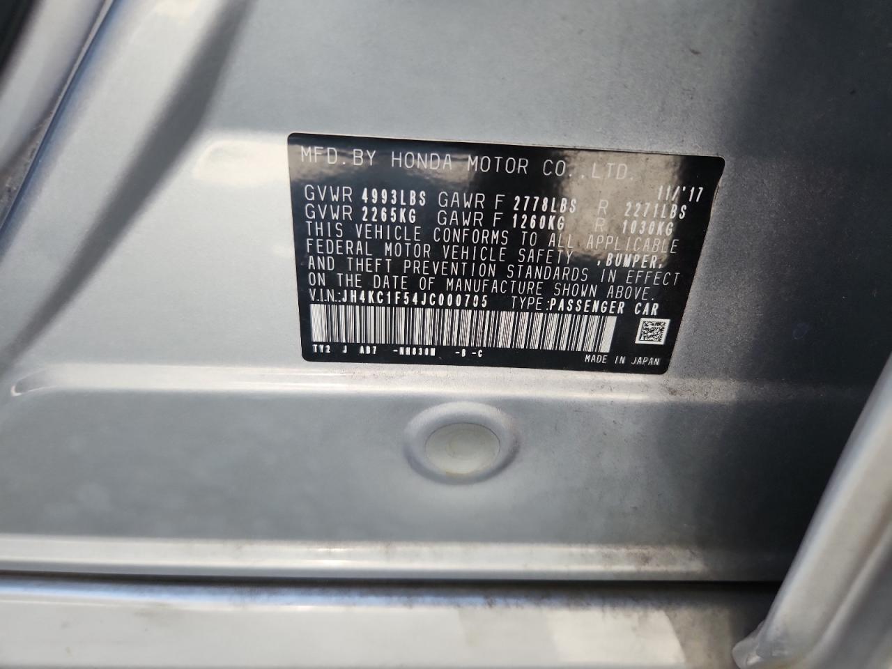 2018 Acura Rlx Tech VIN: JH4KC1F54JC000705 Lot: 81397055