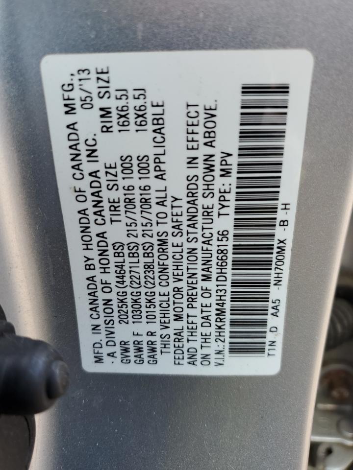 2013 Honda Cr-V Lx VIN: 2HKRM4H31DH668156 Lot: 80004955