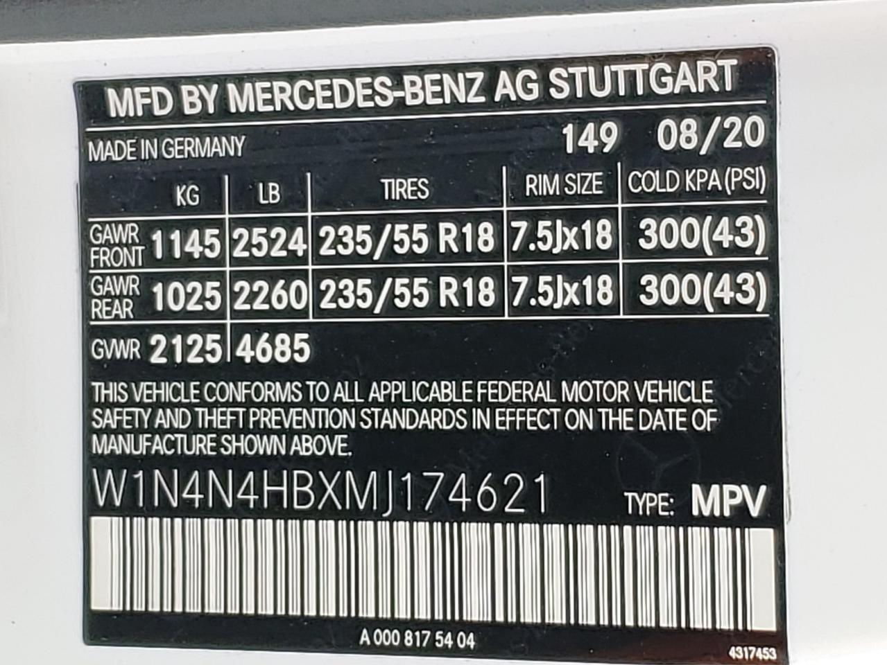 2021 Mercedes-Benz Gla 250 4Matic VIN: W1N4N4HBXMJ174621 Lot: 80526145