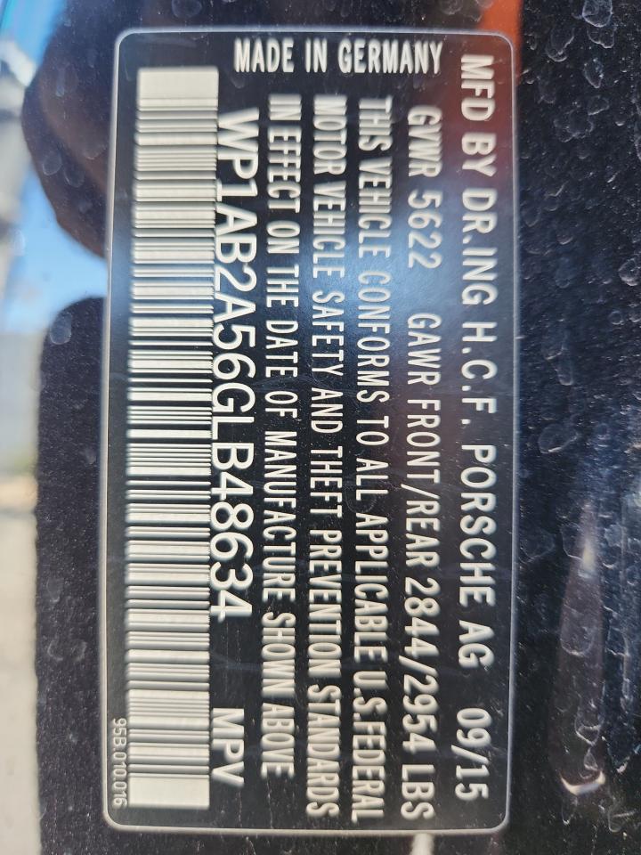 2016 Porsche Macan S VIN: WP1AB2A56GLB48634 Lot: 80916515