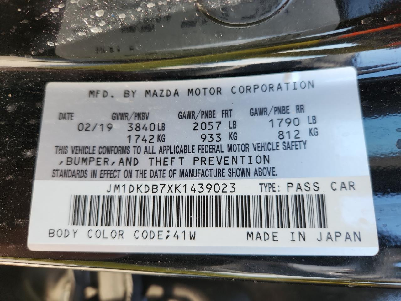 2019 Mazda Cx-3 Sport VIN: JM1DKDB7XK1439023 Lot: 70646335