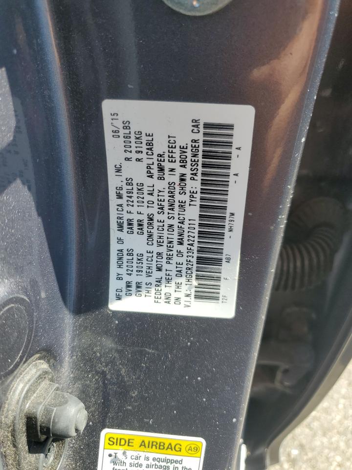 2015 Honda Accord Lx VIN: 1HGCR2F33FA227011 Lot: 84751745