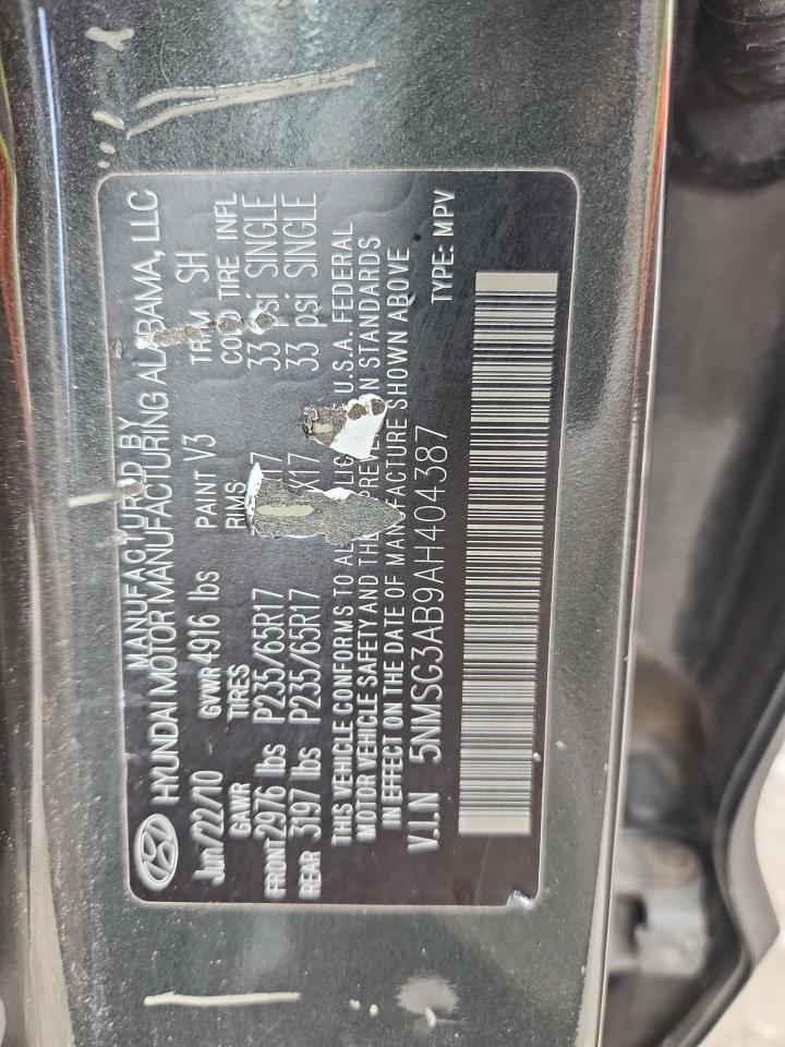 2010 Hyundai Santa Fe Gls VIN: 5NMSG3AB9AH404387 Lot: 81730645