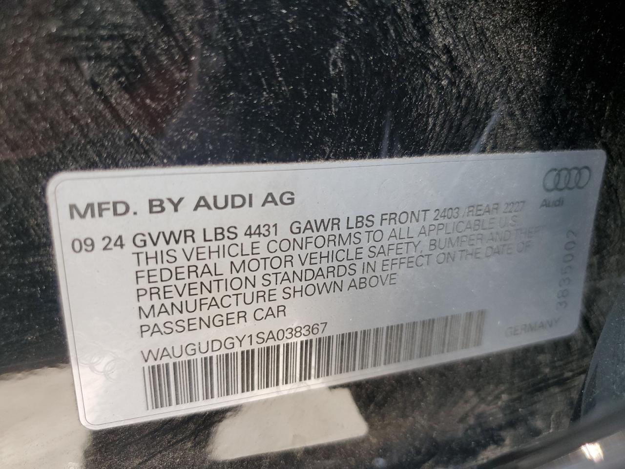 2025 Audi A3 Premium VIN: WAUGUDGY1SA038367 Lot: 81530745