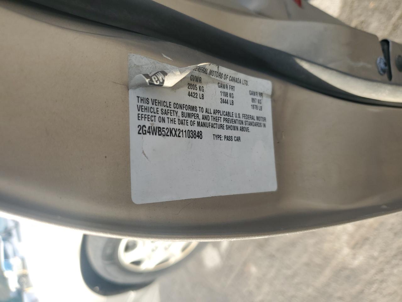 2002 Buick Regal Ls VIN: 2G4WB52KX21103848 Lot: 81008335