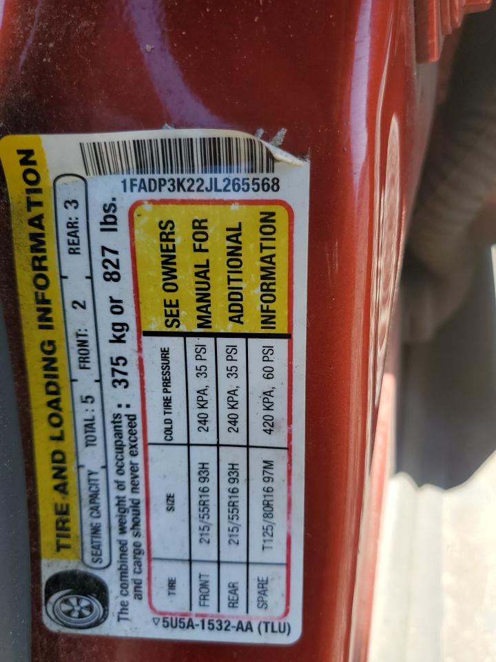 2018 Ford Focus Se VIN: 1FADP3K22JL265568 Lot: 81862775