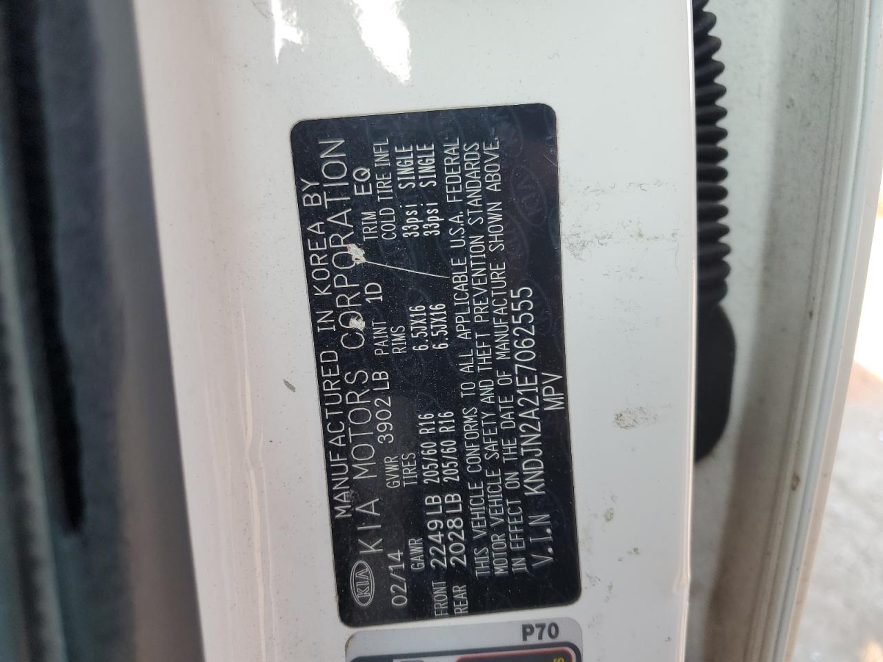 2014 Kia Soul VIN: KNDJN2A21E7062555 Lot: 80939725