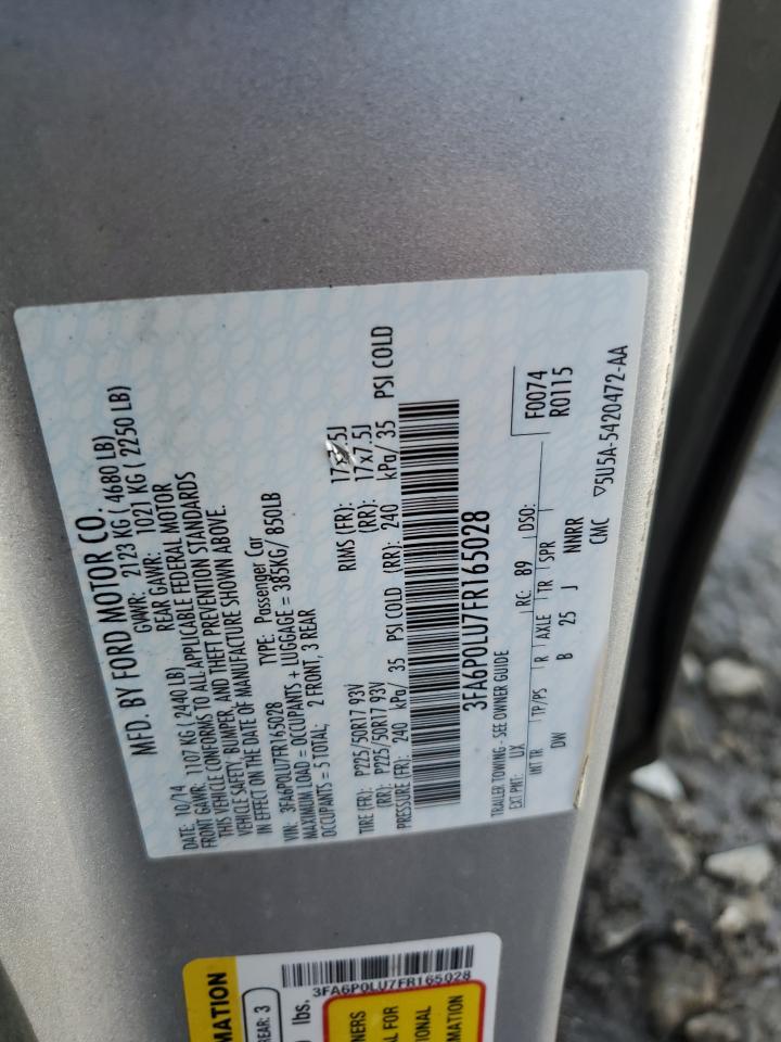 2015 Ford Fusion Se Hybrid VIN: 3FA6P0LU7FR165028 Lot: 83786435