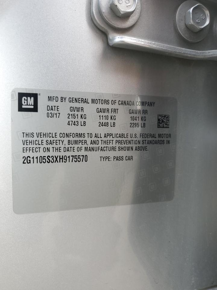 2017 Chevrolet Impala Lt VIN: 2G1105S3XH9175570 Lot: 71921495