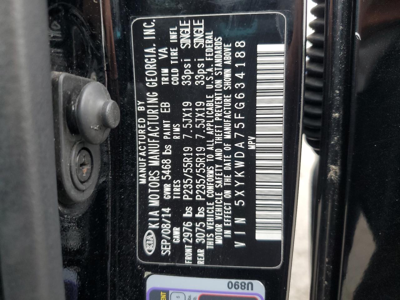 2015 Kia Sorento Sx VIN: 5XYKWDA75FG634188 Lot: 82149975