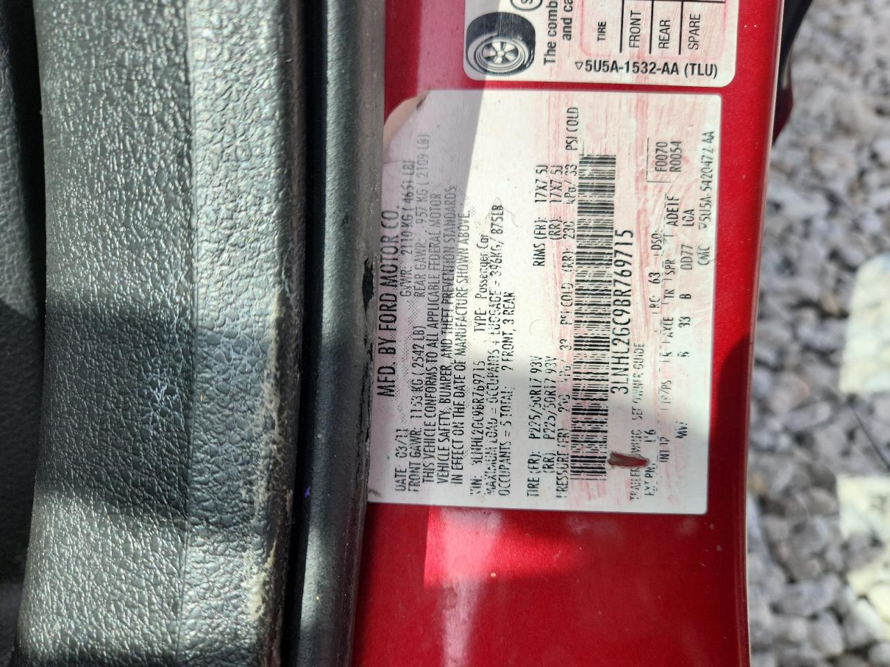 2011 Lincoln Mkz VIN: 3LNHL2GC9BR769715 Lot: 69766245