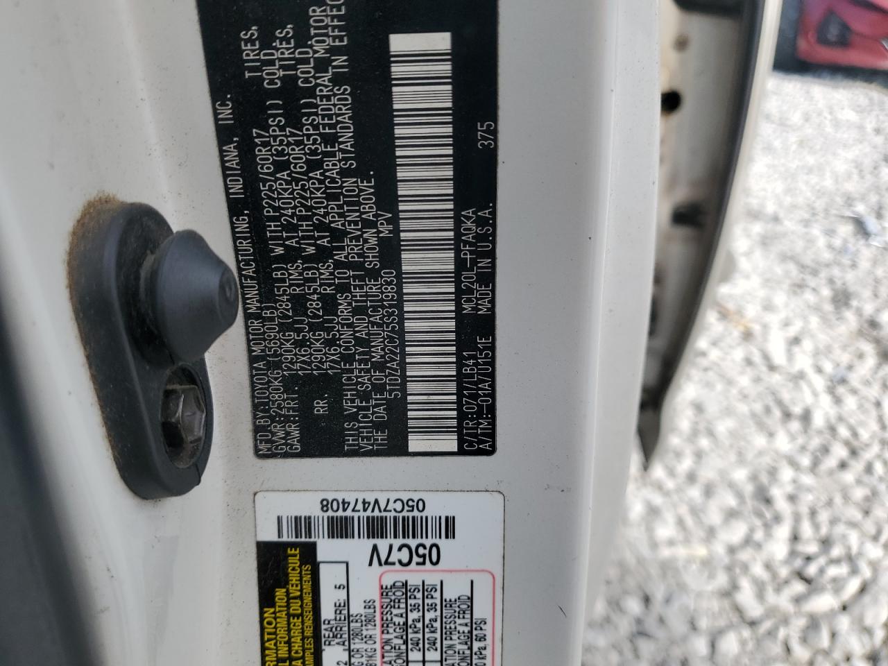 2005 Toyota Sienna Xle VIN: 5TDZA22C75S319830 Lot: 69454435