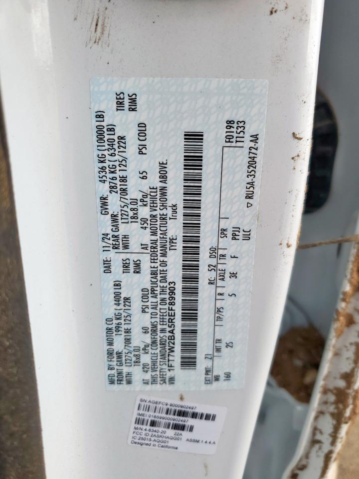 2024 Ford F250 Super Duty VIN: 1FT7W2BA5REF89903 Lot: 81001505