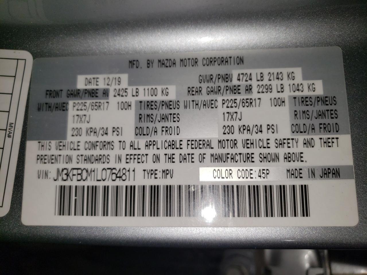 2020 Mazda Cx-5 Touring VIN: JM3KFBCM1L0764811 Lot: 81450015