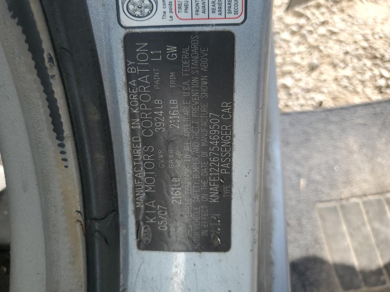 2007 Kia Spectra Ex VIN: KNAFE122675469507 Lot: 81209175