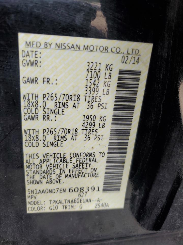 2014 Nissan Armada Sv VIN: 5N1AA0ND7EN608391 Lot: 71367945
