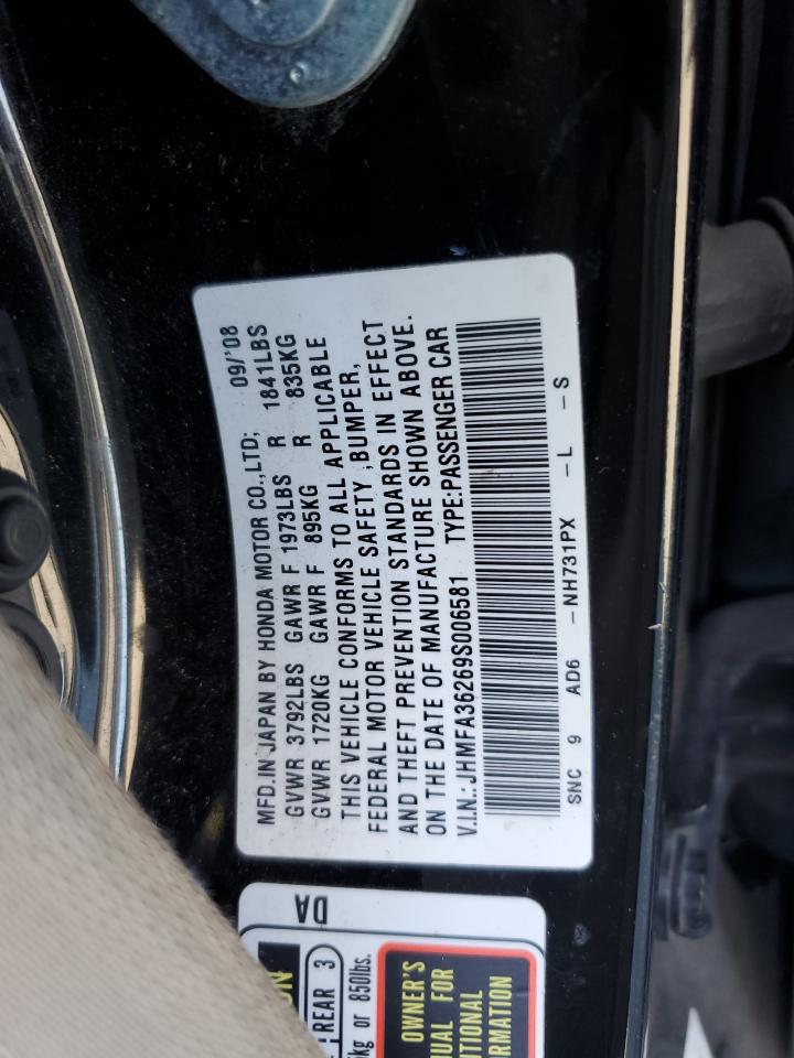 2009 Honda Civic Hybrid VIN: JHMFA36269S006581 Lot: 71493505