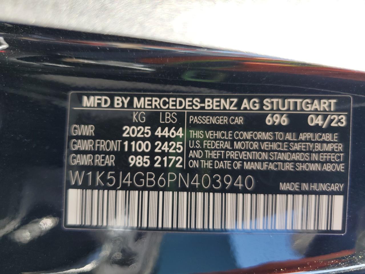 2023 Mercedes-Benz Cla 250 VIN: W1K5J4GB6PN403940 Lot: 72051245