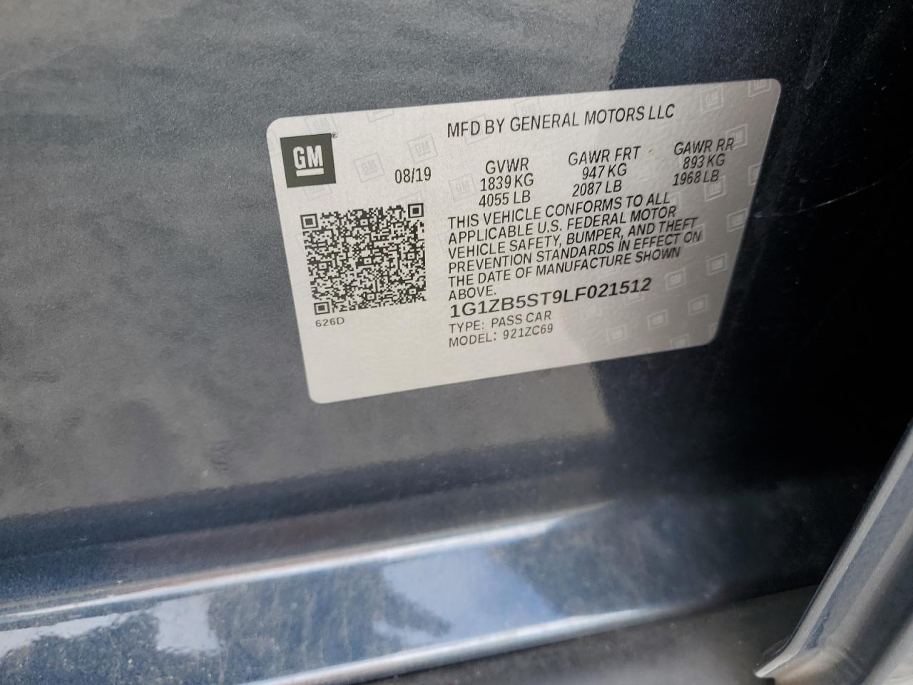 2020 Chevrolet Malibu Ls VIN: 1G1ZB5ST9LF021512 Lot: 81605835