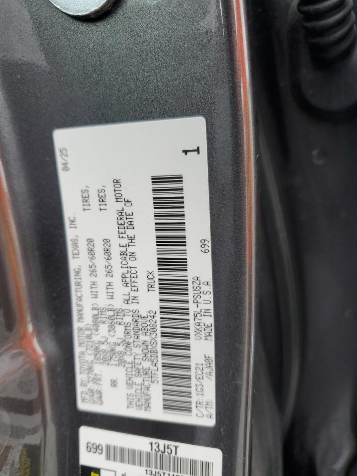 2025 Toyota Tundra Crewmax Sr VIN: 5TFLA5DBXSX308242 Lot: 71012415