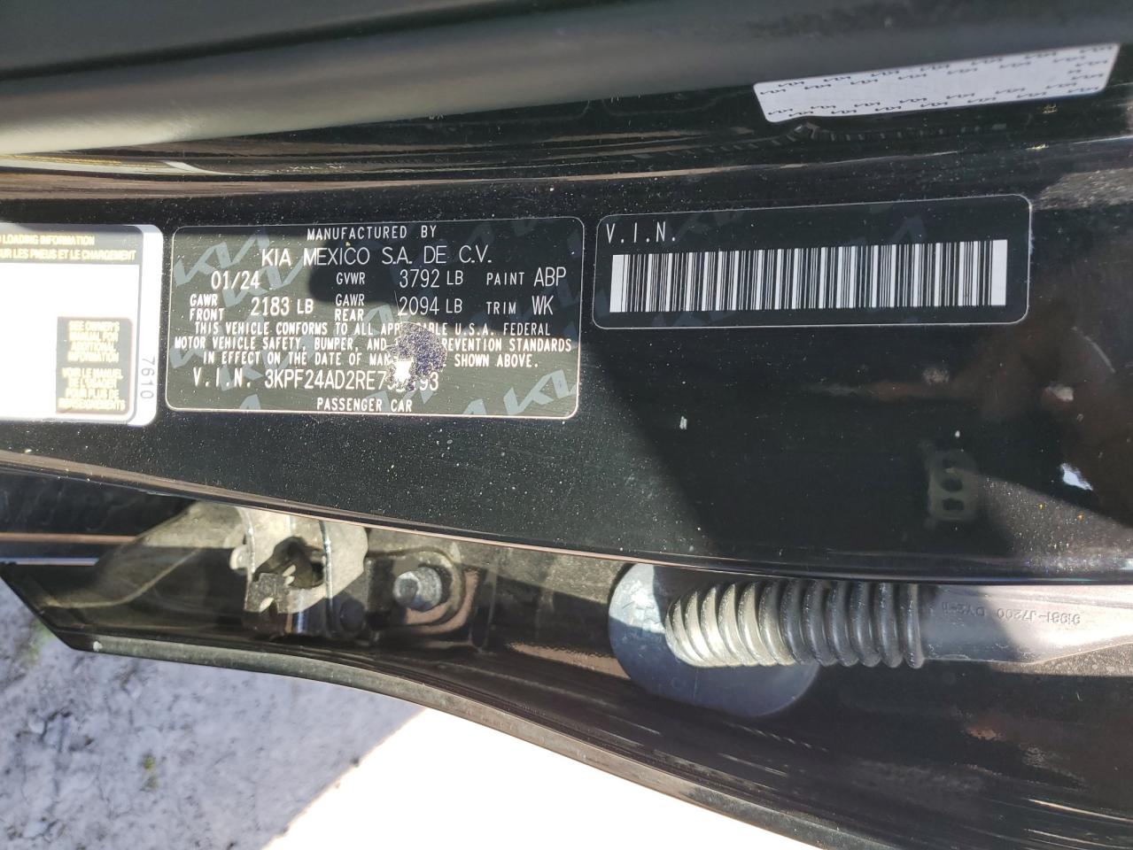 2024 Kia Forte Lx VIN: 3KPF24AD2RE750193 Lot: 80844045