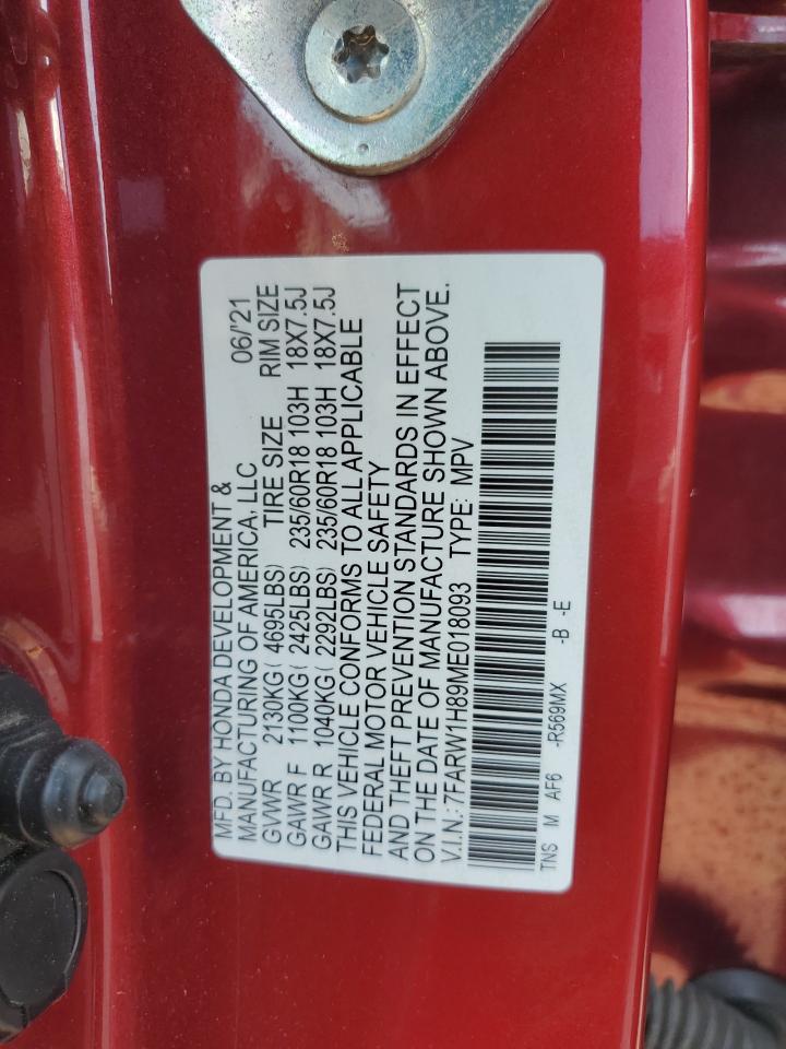 2021 Honda Cr-V Exl VIN: 7FARW1H89ME018093 Lot: 71157115