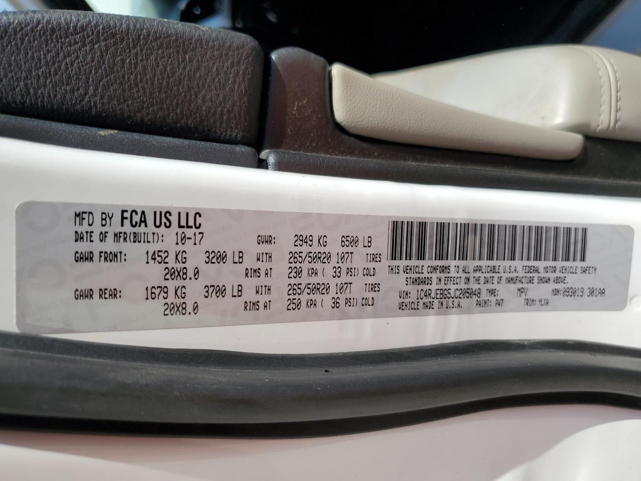 2018 Jeep Grand Cherokee Limited VIN: 1C4RJEBG5JC205048 Lot: 81024265