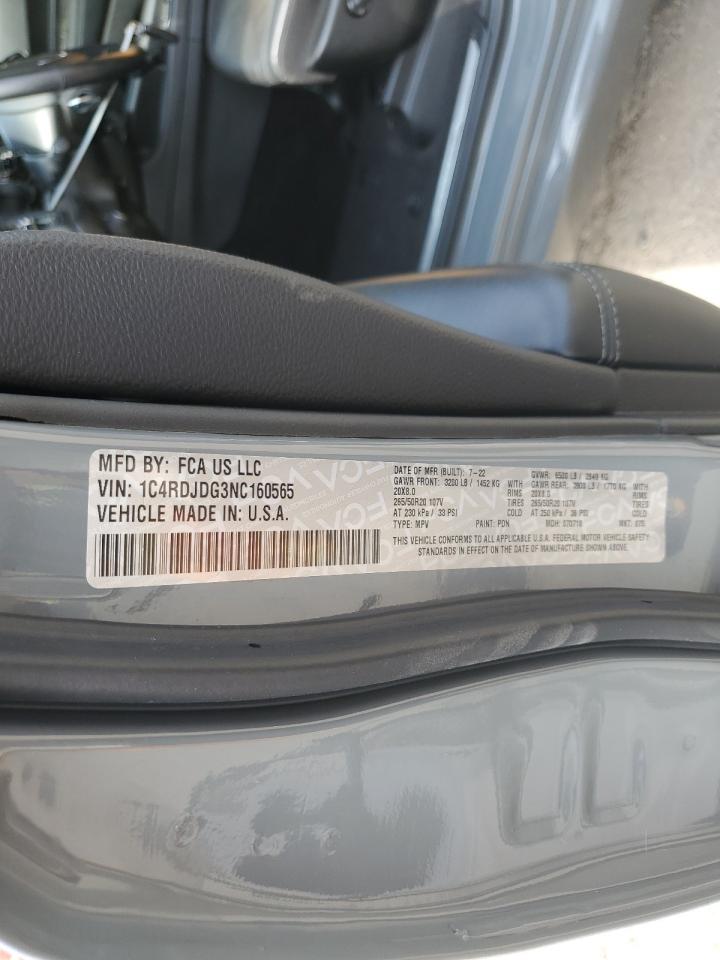 2022 Dodge Durango Gt VIN: 1C4RDJDG3NC160565 Lot: 81605035