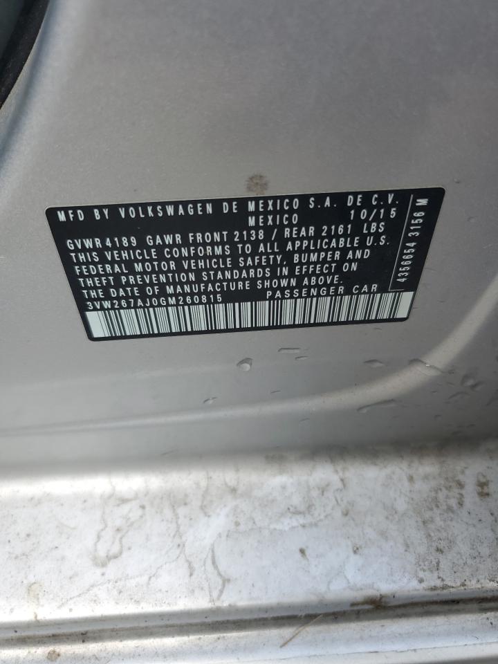 2016 Volkswagen Jetta S VIN: 3VW267AJ0GM260815 Lot: 80621735