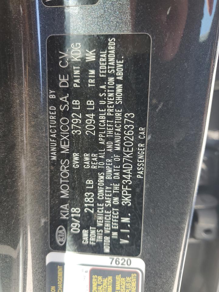 2019 Kia Forte Gt Line VIN: 3KPF34AD7KE026373 Lot: 81804195
