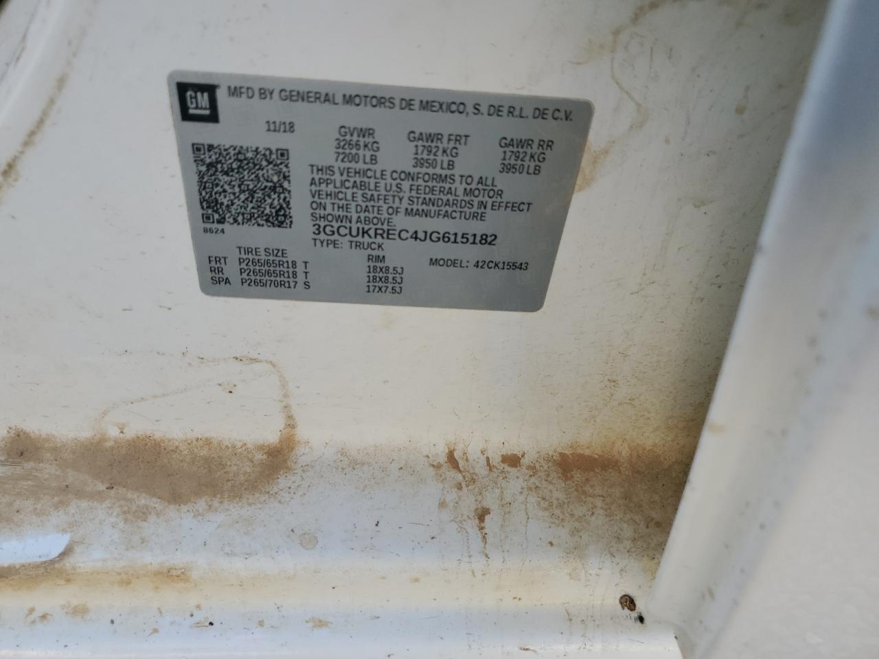 2018 Chevrolet Silverado K1500 Lt VIN: 3GCUKREC4JG615182 Lot: 81304305