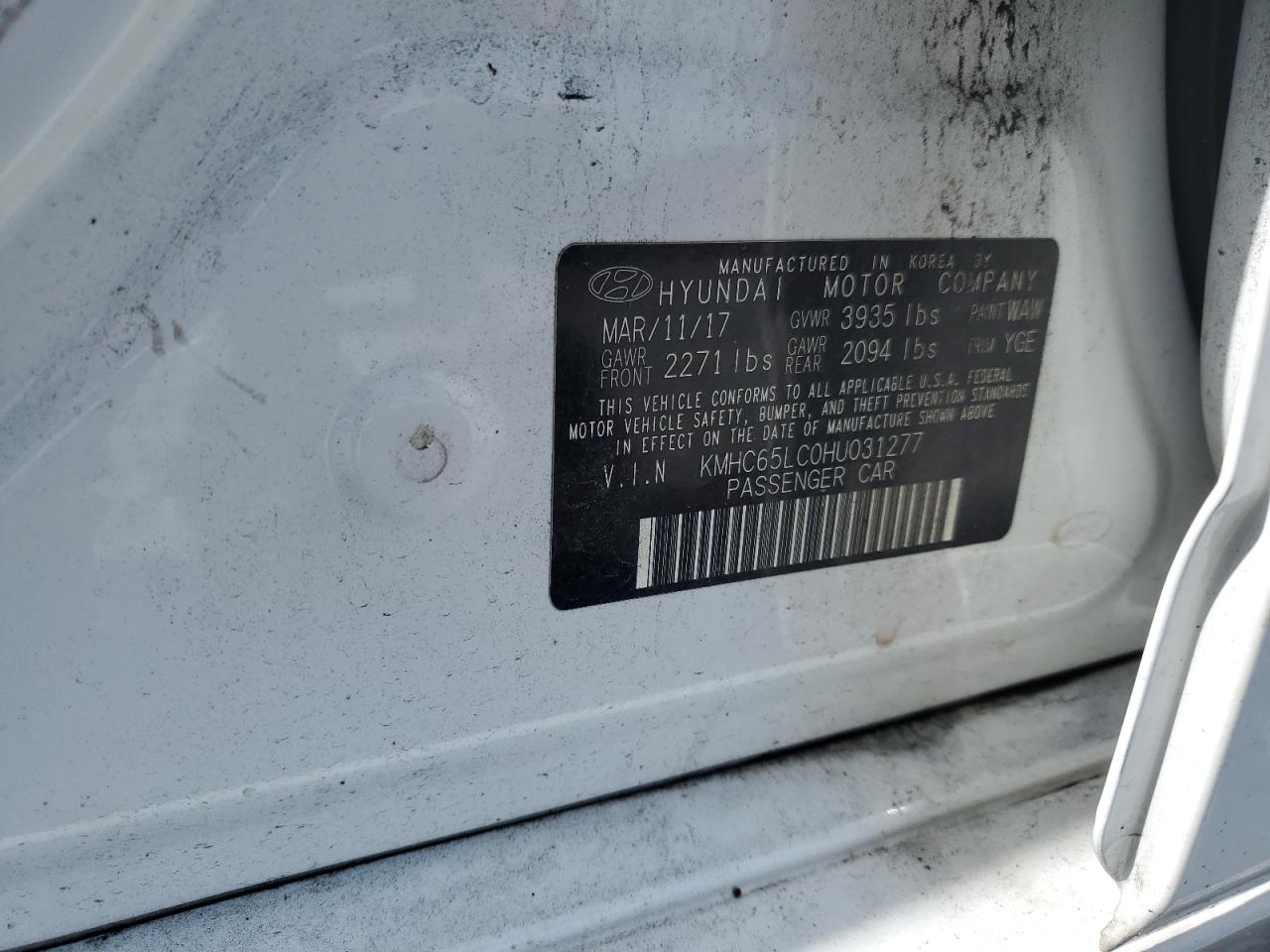 2017 Hyundai Ioniq Blue VIN: KMHC65LC0HU031277 Lot: 80509355