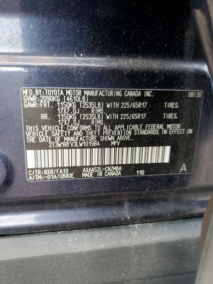 2020 Toyota Rav4 Xle VIN: 2T3W1RFV3LW101984 Lot: 83825755