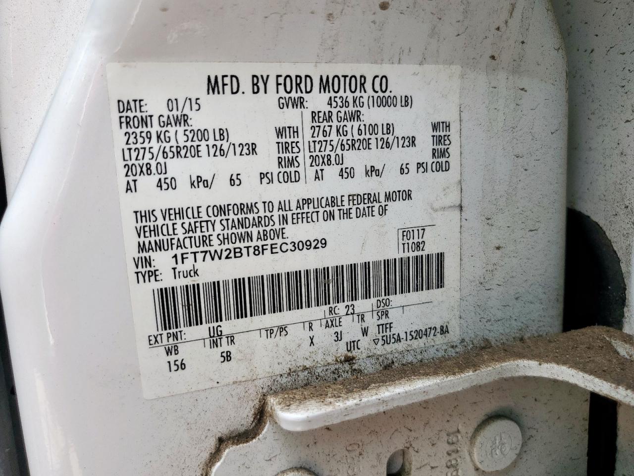 2015 Ford F250 Super Duty VIN: 1FT7W2BT8FEC30929 Lot: 71733685