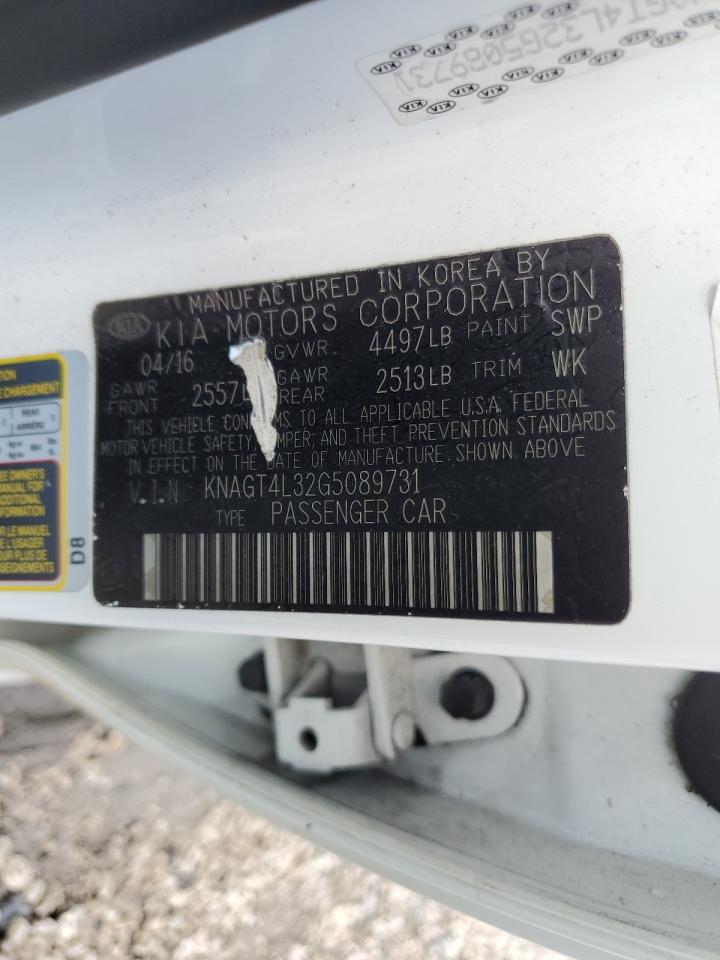 2016 Kia Optima Lx VIN: KNAGT4L32G5089731 Lot: 70128705