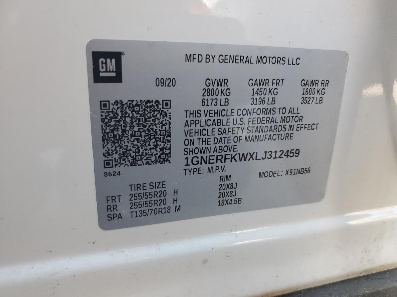 2020 Chevrolet Traverse Ls VIN: 1GNERFKWXLJ312459 Lot: 80425385