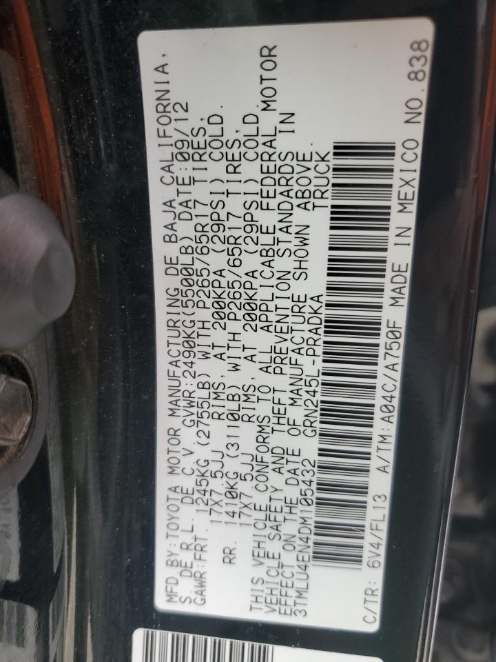 2013 Toyota Tacoma Double Cab VIN: 3TMLU4EN4DM105432 Lot: 84613245