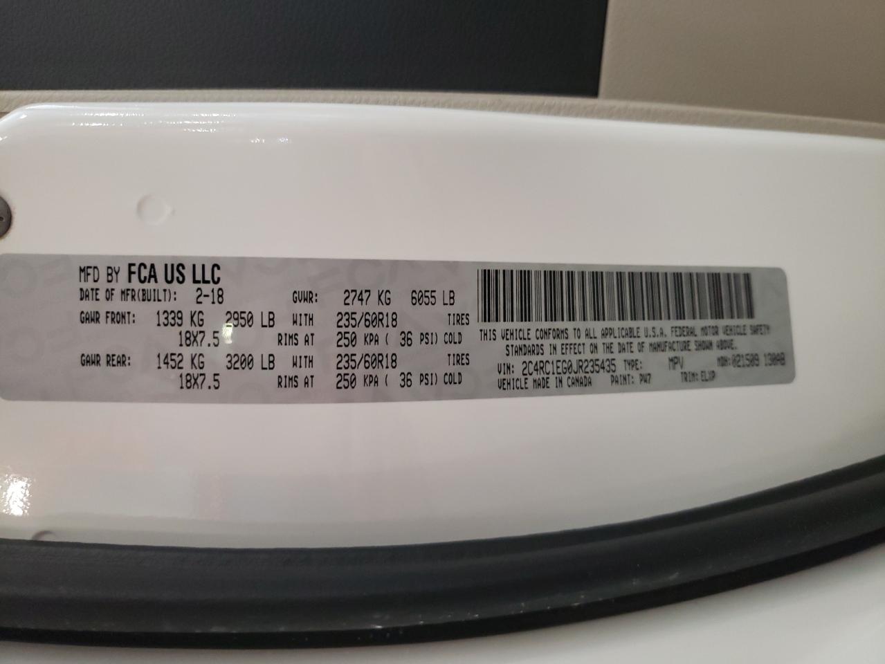 2018 Chrysler Pacifica Touring L Plus VIN: 2C4RC1EG0JR235435 Lot: 80865865