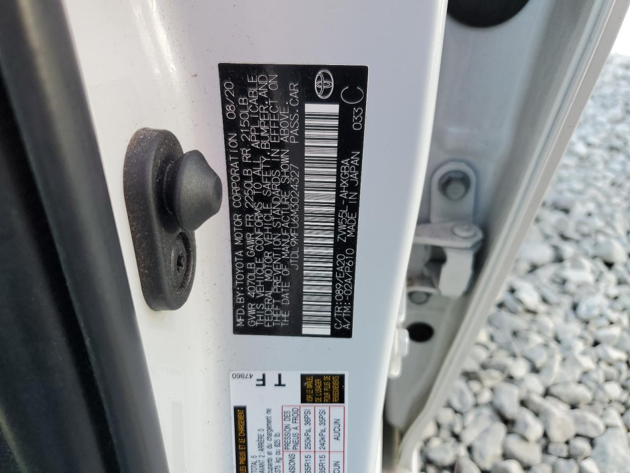 2021 Toyota Prius Le VIN: JTDL9MFU6M3024327 Lot: 81898485