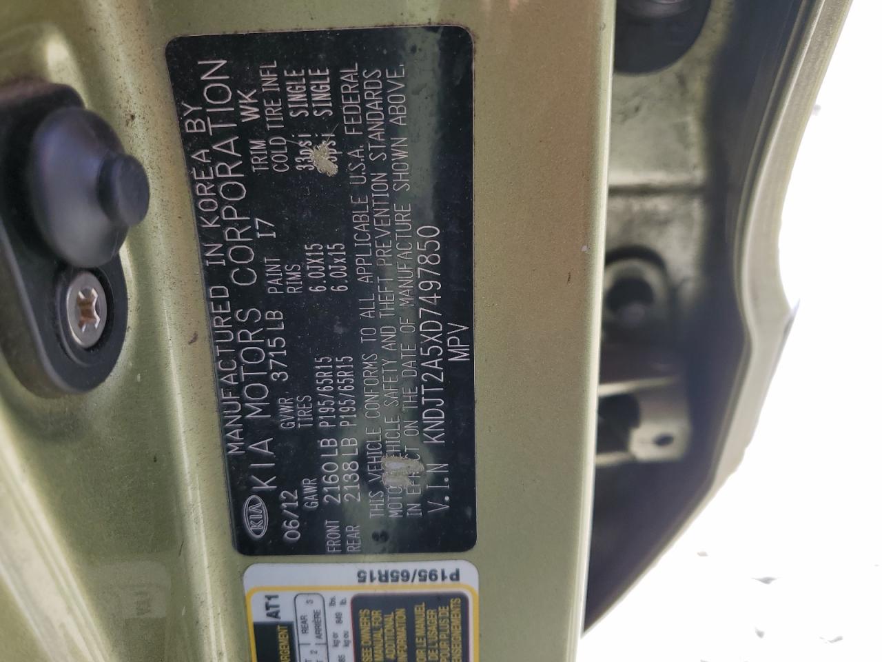 2013 Kia Soul VIN: KNDJT2A5XD7497850 Lot: 81365095