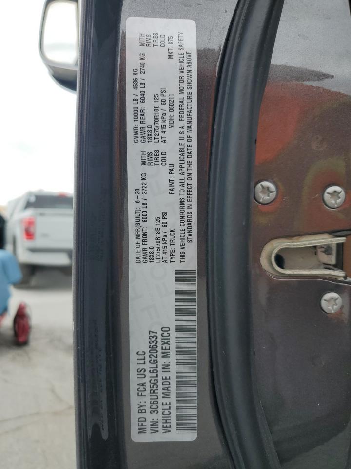 2020 Ram 2500 Longhorn VIN: 3C6UR5GL6LG206337 Lot: 81481585