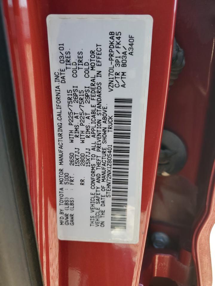 2001 Toyota Tacoma Double Cab VIN: 5TEHN72NX1Z805401 Lot: 70511705