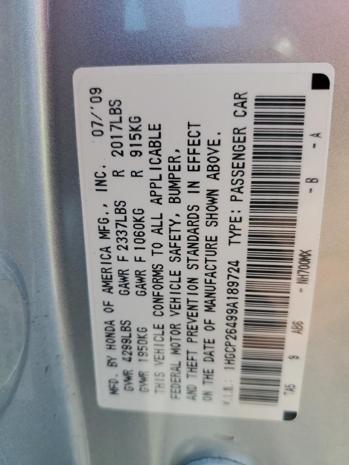 2009 Honda Accord Lxp VIN: 1HGCP26499A189724 Lot: 71247285