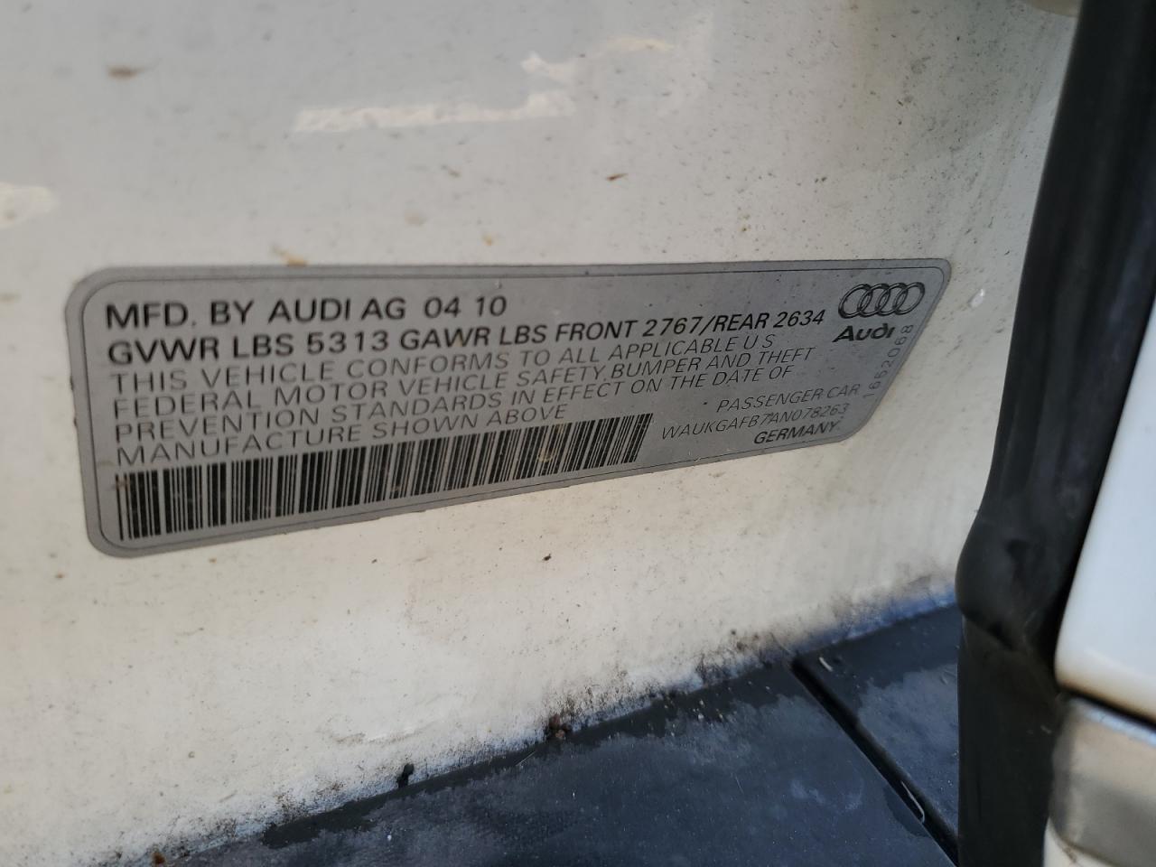 2010 Audi A6 Prestige VIN: WAUKGAFB7AN078263 Lot: 80745935