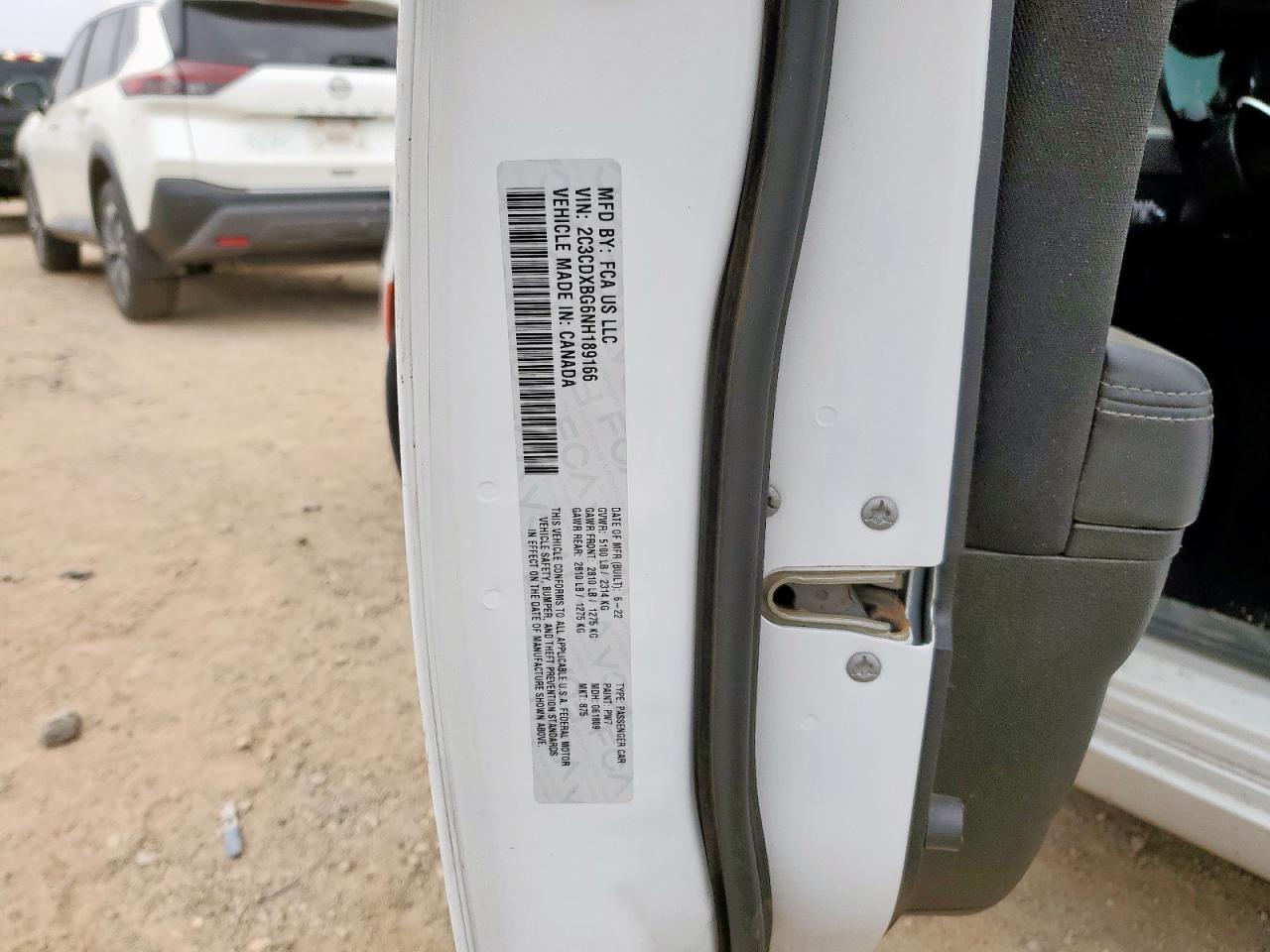 2022 Dodge Charger Sxt VIN: 2C3CDXBG6NH189166 Lot: 83973895
